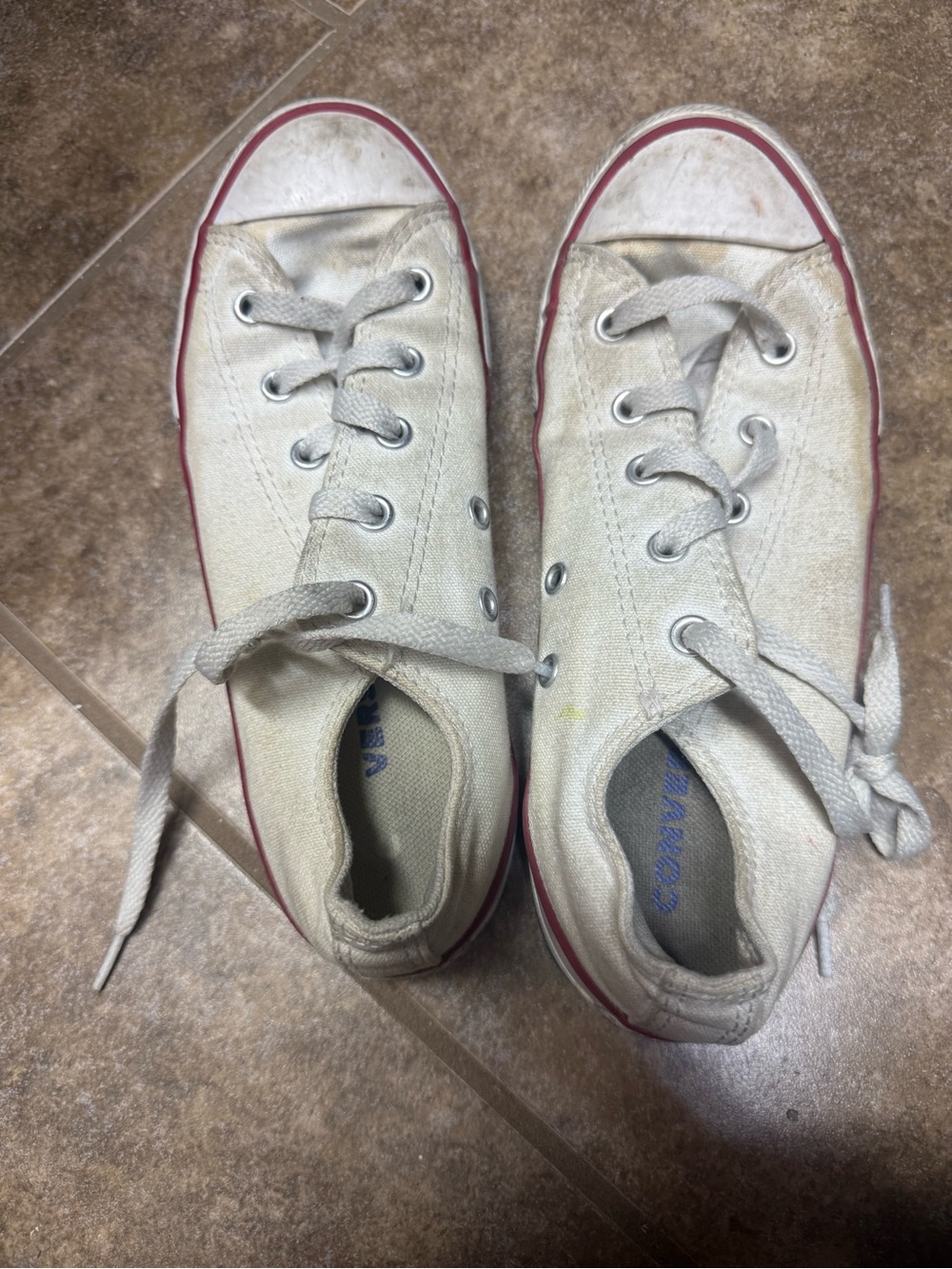 Converse White Canvas High-Top Sneakers with Red Trim
